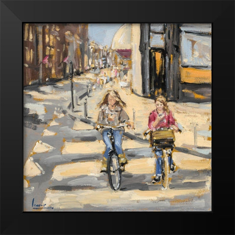 Kids on bikes Black Modern Wood Framed Art Print by Laceur, Nicole