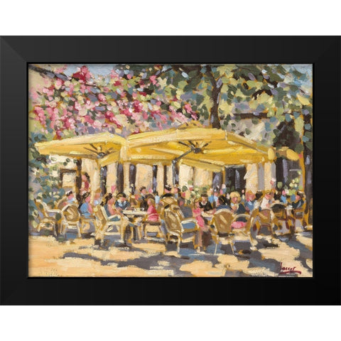 Market terrace Black Modern Wood Framed Art Print by Laceur, Nicole