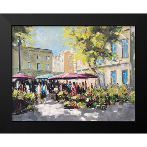 Market time Black Modern Wood Framed Art Print by Laceur, Nicole