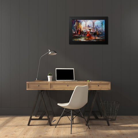 The piano Black Modern Wood Framed Art Print by Haenraets, Willem
