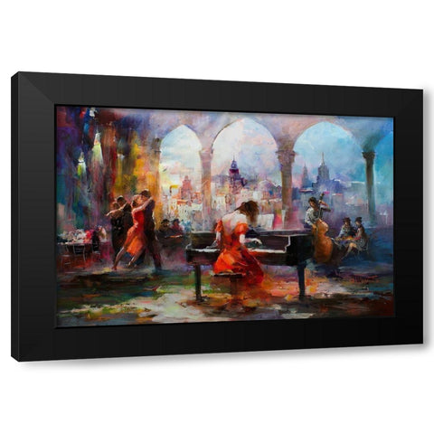 The piano Black Modern Wood Framed Art Print by Haenraets, Willem