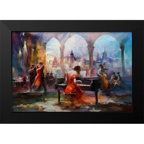 The piano Black Modern Wood Framed Art Print by Haenraets, Willem