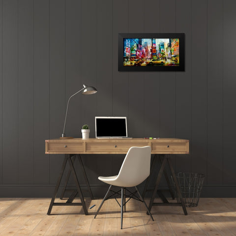 Taxi NY Black Modern Wood Framed Art Print by Haenraets, Willem