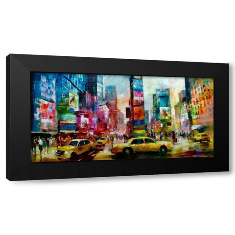 Taxi NY Black Modern Wood Framed Art Print by Haenraets, Willem