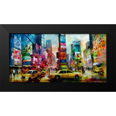Taxi NY Black Modern Wood Framed Art Print by Haenraets, Willem