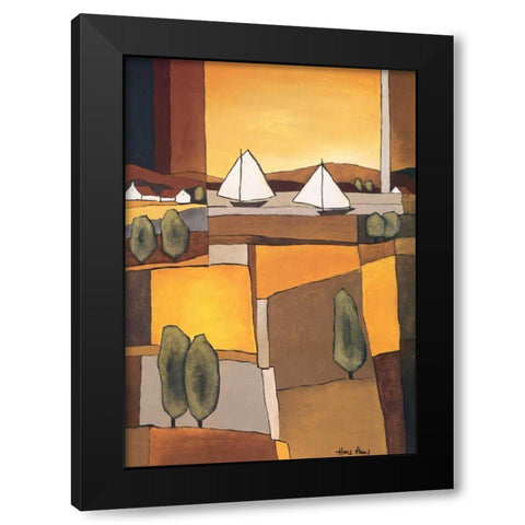 Two Boats I Black Modern Wood Framed Art Print with Double Matting by Paus, Hans