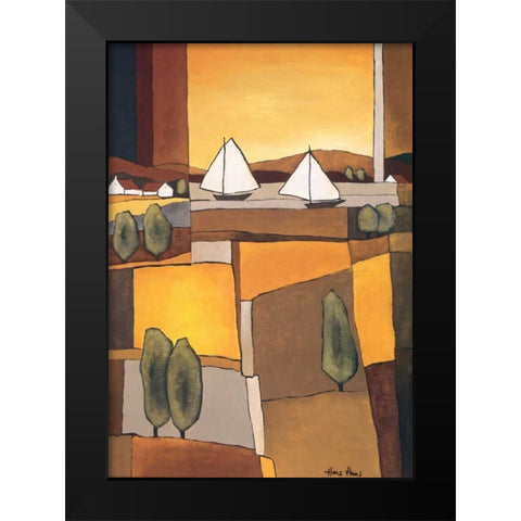 Two Boats I Black Modern Wood Framed Art Print by Paus, Hans