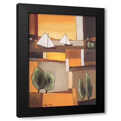 Two Boats II Black Modern Wood Framed Art Print with Double Matting by Paus, Hans