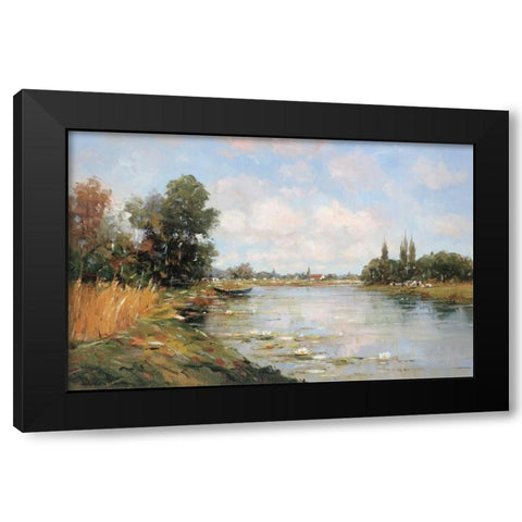 Aan de Waterkant I Black Modern Wood Framed Art Print with Double Matting by De Haan, Rob