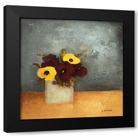 Pansies I Black Modern Wood Framed Art Print by Vaskebova, Anouska