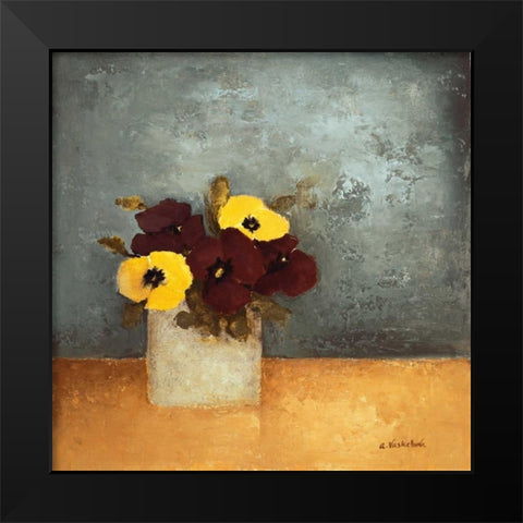 Pansies I Black Modern Wood Framed Art Print by Vaskebova, Anouska