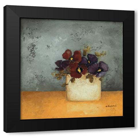 Pansies II Black Modern Wood Framed Art Print by Vaskebova, Anouska