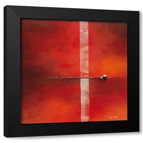 Deep red I Black Modern Wood Framed Art Print by Schrooten, Andre