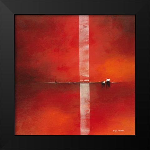 Deep red I Black Modern Wood Framed Art Print by Schrooten, Andre