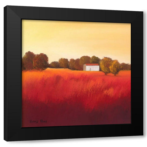 Scarlet Landscape II Black Modern Wood Framed Art Print with Double Matting by Paus, Hans