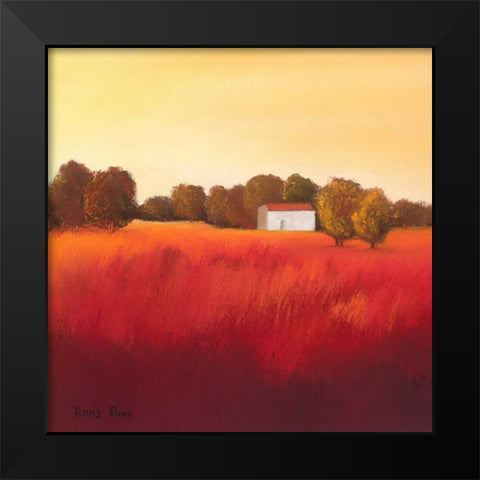 Scarlet Landscape II Black Modern Wood Framed Art Print by Paus, Hans