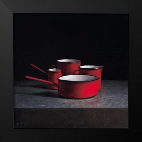 Pots and pans I Black Modern Wood Framed Art Print by van Riswick, Jos