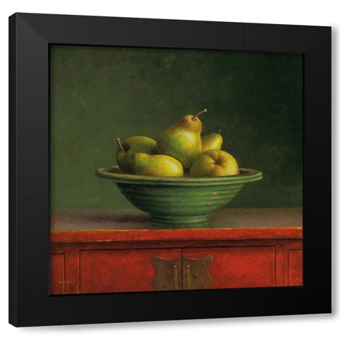 Pears Black Modern Wood Framed Art Print by van Riswick, Jos
