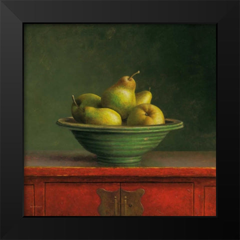 Pears Black Modern Wood Framed Art Print by van Riswick, Jos