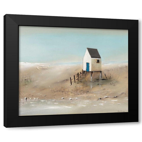 Beach cabins II Black Modern Wood Framed Art Print by Jauneau, Jean