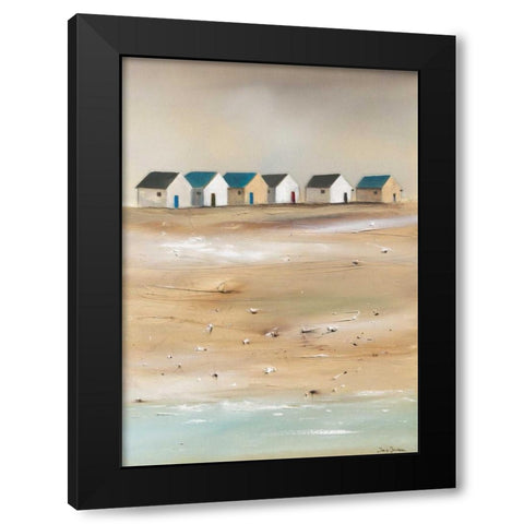 Beach cabins III Black Modern Wood Framed Art Print by Jauneau, Jean