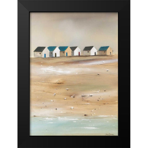 Beach cabins III Black Modern Wood Framed Art Print by Jauneau, Jean