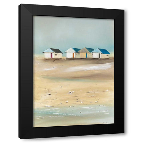 Beach cabins IV Black Modern Wood Framed Art Print by Jauneau, Jean