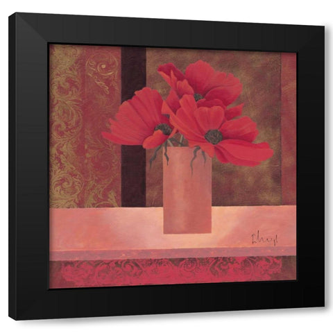Composition in red I Black Modern Wood Framed Art Print by Paus, Hans
