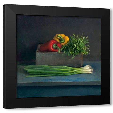 Still Live with Paprika Black Modern Wood Framed Art Print with Double Matting by van Riswick, Jos