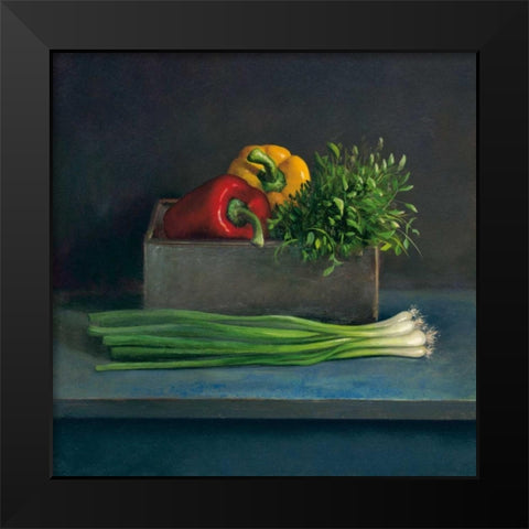 Still Live with Paprika Black Modern Wood Framed Art Print by van Riswick, Jos