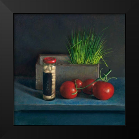 Still Live with Tomato Black Modern Wood Framed Art Print by van Riswick, Jos