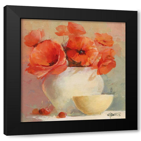 Lovely Poppies II Black Modern Wood Framed Art Print with Double Matting by Haenraets, Willem