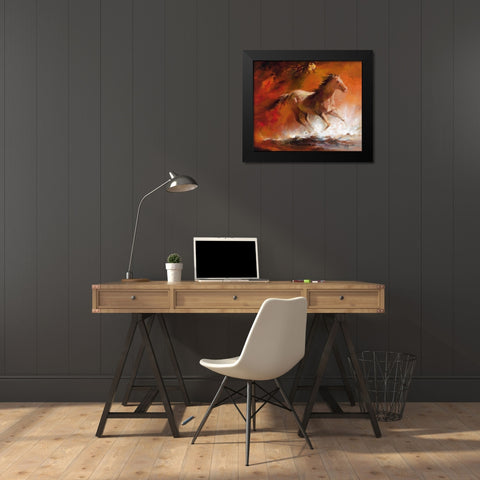 Wild Horses I Black Modern Wood Framed Art Print by Haenraets, Willem