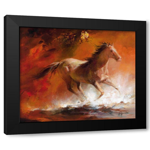 Wild Horses I Black Modern Wood Framed Art Print by Haenraets, Willem