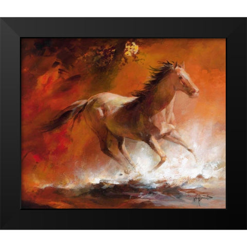 Wild Horses I Black Modern Wood Framed Art Print by Haenraets, Willem