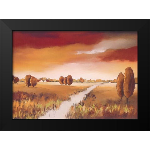 Down the river I Black Modern Wood Framed Art Print by Paus, Hans