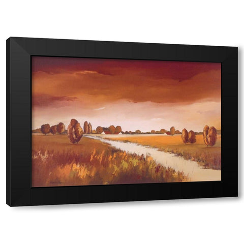 Down the river II Black Modern Wood Framed Art Print with Double Matting by Paus, Hans