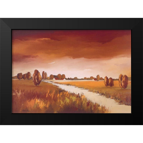 Down the river II Black Modern Wood Framed Art Print by Paus, Hans