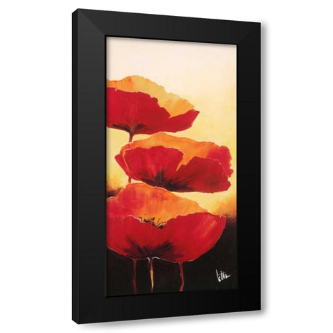 Three red popppies I Black Modern Wood Framed Art Print with Double Matting by Roseboom, Jettie