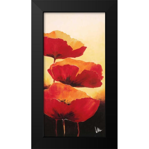 Three red popppies I Black Modern Wood Framed Art Print by Roseboom, Jettie