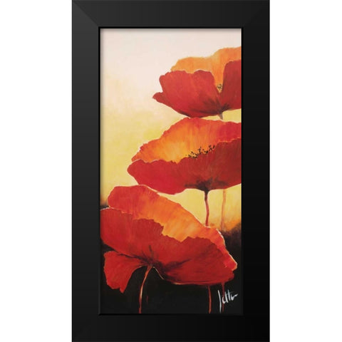 Three red popppies II Black Modern Wood Framed Art Print by Roseboom, Jettie