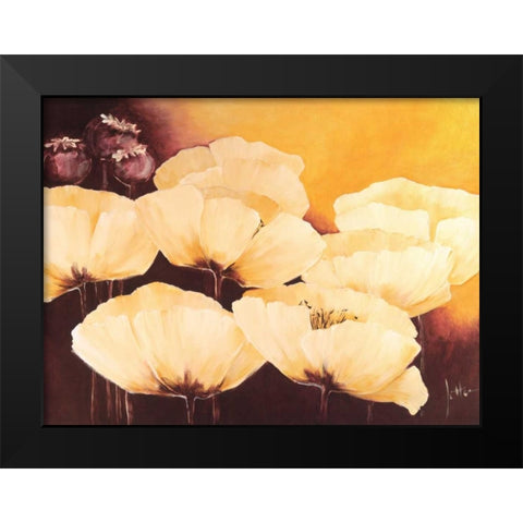 Yellow Poppies I Black Modern Wood Framed Art Print by Roseboom, Jettie