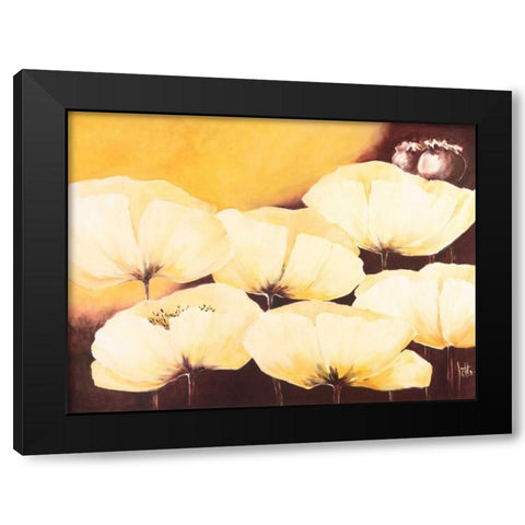 Yellow Poppies II Black Modern Wood Framed Art Print with Double Matting by Roseboom, Jettie