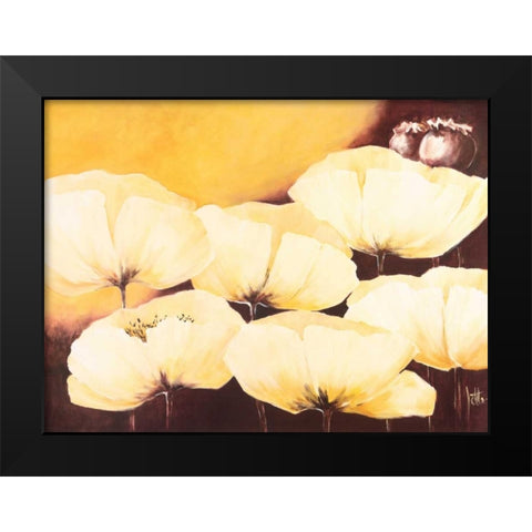 Yellow Poppies II Black Modern Wood Framed Art Print by Roseboom, Jettie
