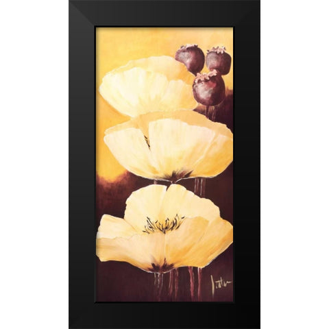 Yellow Poppies IV Black Modern Wood Framed Art Print by Roseboom, Jettie