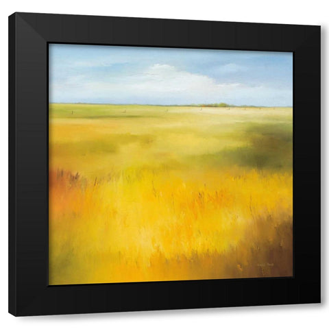 Yellow field I Black Modern Wood Framed Art Print with Double Matting by Paus, Hans