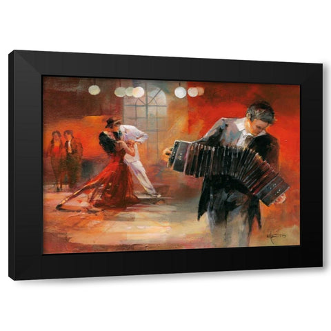Bandoneon Black Modern Wood Framed Art Print by Haenraets, Willem