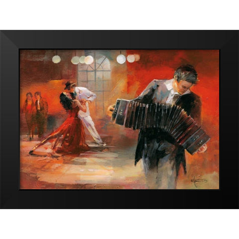 Bandoneon Black Modern Wood Framed Art Print by Haenraets, Willem