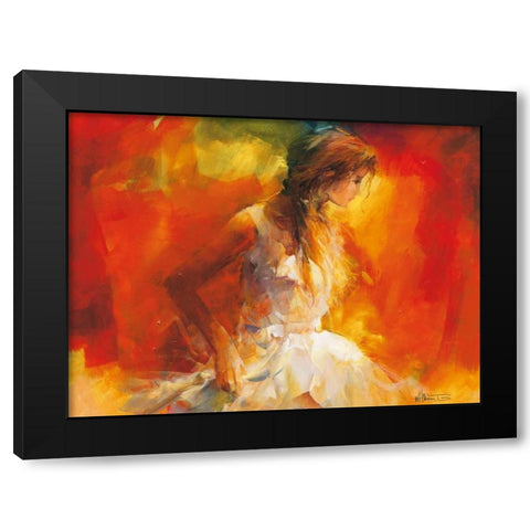 Young Girl I Black Modern Wood Framed Art Print by Haenraets, Willem