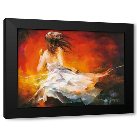 Young Girl II Black Modern Wood Framed Art Print by Haenraets, Willem